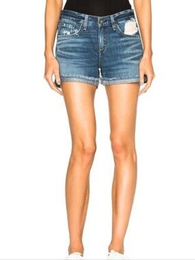 rag & bone Distressed Mid-Blue Denim Cutoff Shorts